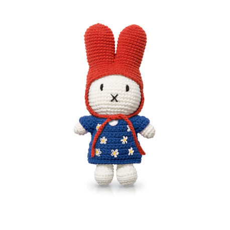miffy handmade & her blue flower dress + red hat