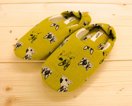 Soft Pipe Slipper Babouche Shoes French Bulldog Yellow